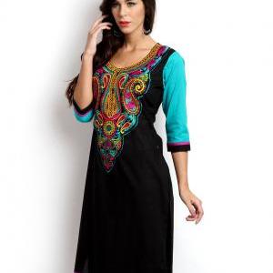 Women Black Embroidered..