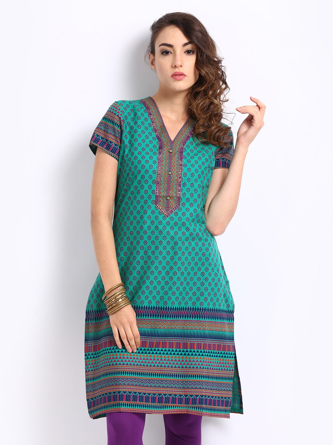 Aurelia Women Green Printed Kurta (Perfect Gift For Women) Super Fast Delivery : Your Daughter, GF and Wife will have big Smile and Happiness
