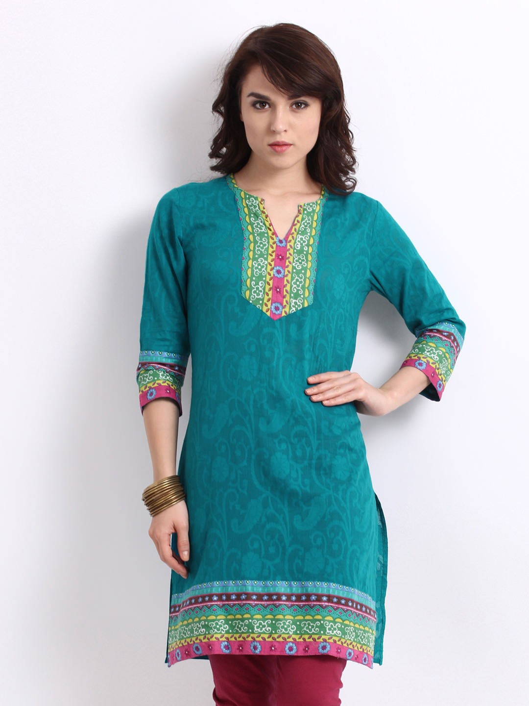 Blue Jacquard Kurta for Woman,(Perfect Gift For Women) Super Fast Delivery : Your Daughter, GF and Wife will have big Smile and Happiness
